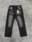 VALLEY Zebra‑Striped Rhinestone Embellished Baggy Denim Pants, Vintage Washed‑Black Unisex Streetwear Jeans