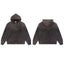 Valley Dreams Embossed Cross Zip‑Up Hoodie, Dark Grey Vintage Washed Distressed Streetwear Unisex Jacket