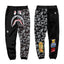 BAPE Black Starry Camo Split Shark Face Graphic Jogger Pants Unisex Streetwear Sweatpants