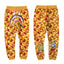 BAPE Orange Red Camo Shark Face Graphic Jogger Pants Unisex Streetwear Sweatpants