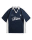 Contrast color stitching polo short sleeves