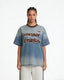 Washed denim short sleeves