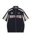 American retro patchwork sports short-sleeved jacket