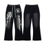 HELLSTAR Black Flared Flame Graphic Sweatpants