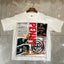 Valleydream White Newspaper Collage Retro Portrait Vintage T-Shirt