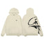 Cream Graphic Zip-Up Hoodie | Minimalist Streetwear Hoodie with Abstract Back Print