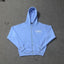 Blue Zip-Up Hoodie | Minimalist Streetwear Hoodie with Embroidered Logo Detail