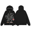 Streetwear Rhinestone Embellished Full-Zip Hoodie - Black