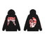 Revenge Gradient Splatter Cracked Skull Arch Logo Pullover Hoodie red