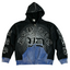 Valley Dreams Gothic‑Text Spiral Zip‑Up Hoodie, Unisex Black‑Blue Vintage Streetwear Jacket