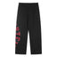 Black Graphic Straight-Leg Sweatpants | Minimalist Streetwear Pants with Red Side Print Detail
