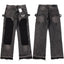 Gallery Dept. Contrast Knee Patch Distressed Black Denim Cargo Jeans