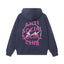 Anti Social Social Club Pink Lightning Circle Logo Hoodie - Navy Blue