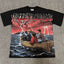 VALEFOREVER Black Storm Boat Skull Retro Horror Graphic Short Sleeve T-Shirt