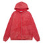 Valley Track Embossed Zip‑Up Hoodie, Unisex Red Vintage Streetwear Jacket