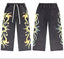 Valleydream Black Washed Tribal Sun Print Wide Leg Sweatpants