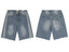 Gallery Dept. Paneled Raw-Edge Denim Shorts - Light Blue