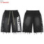 VALEFOREVER Black Washed Denim Shorts with White Graphic Print