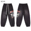 VALLEY Vintage Knight‑Dragon Graphic Jogger Sweatpants, Washed‑Black Unisex Streetwear Trousers