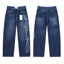 Valley Dreams Cursive‑Embroidered Baggy Jeans, Dark‑Blue Washed Unisex Wide‑Leg Streetwear Denim Pants