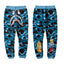 BAPE Light Blue Camo Shark Face Graphic Jogger Pants Unisex Streetwear Sweatpants