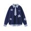 Appliqué patchwork faux two-piece sweatshirt