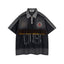 Washed patchwork short-sleeved shirt
