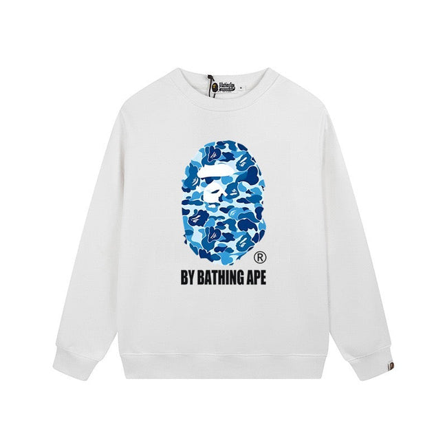 BAPE Blue Camo Ape Head Crewneck Sweatshirt White Hover Image