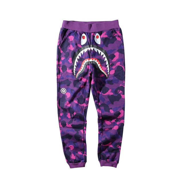 BAPE Purple Camo Shark Joggers, WGM Tiger Print Unisex Hip‑Hop Streetwear Sweatpants Main Image
