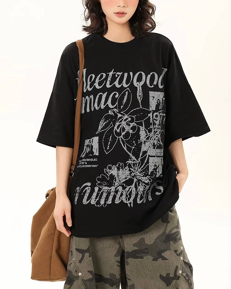 Retro letter short sleeves