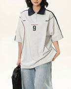 Contrast color letter short sleeves