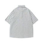 Retro Striped Short Sleeve Work Shirt