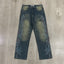 VALLEY Gradient Rhinestone Star Washed‑Blue Straight‑Leg Jeans, Y2K Hip‑Hop Unisex Denim Pants