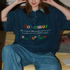 Retro floral colorful letter embroidered denim short sleeves