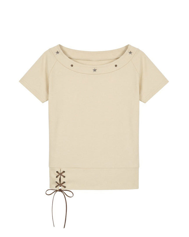 One-shoulder fitted short-sleeved top (women's) Hover Image