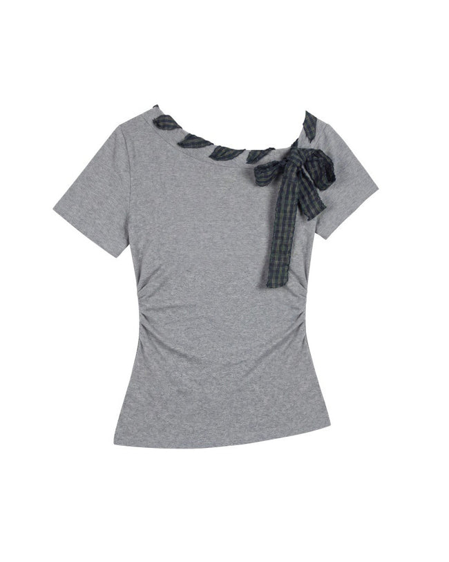 Women's Slim Fit Short-Sleeve T-Shirt with Bow Tie Hover Image