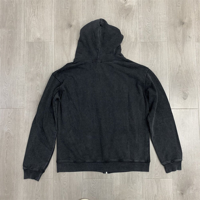 VALLEY Black Washed Valley Sport Division Football Graphic Zip‑Up Hoodie Unisex Oversized Jacket Main Image