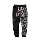 BAPE Black Starry Camo Split Shark Face Graphic Jogger Pants Unisex Streetwear Sweatpants