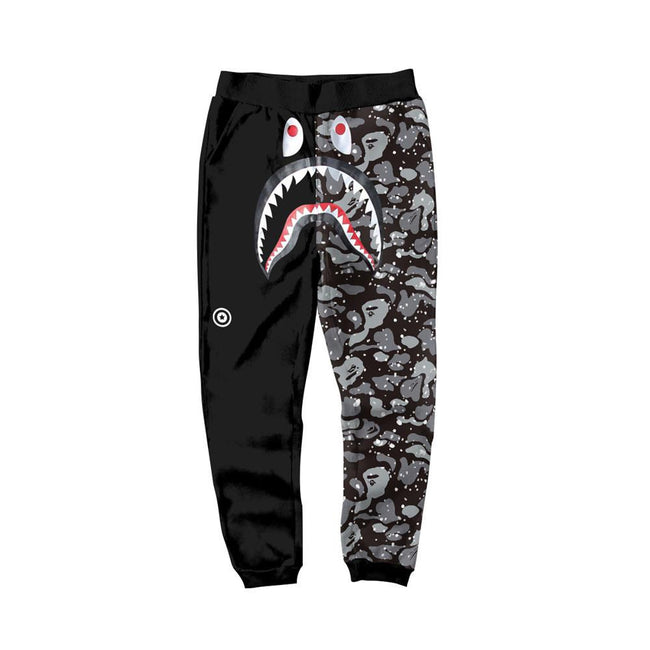BAPE Black Starry Camo Split Shark Face Graphic Jogger Pants Unisex Streetwear Sweatpants Main Image