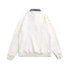 American retro version zipper denim lapel sweatshirt