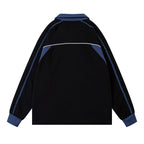 retro lapel patchwork sweatshirt