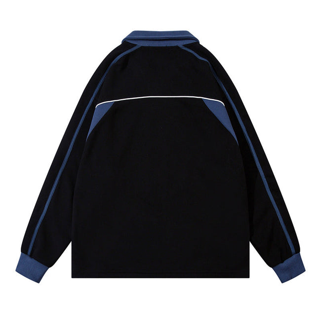 retro lapel patchwork sweatshirt Main Image