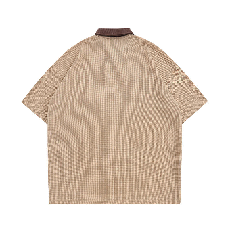 American retro embroidered contrasting short sleeves