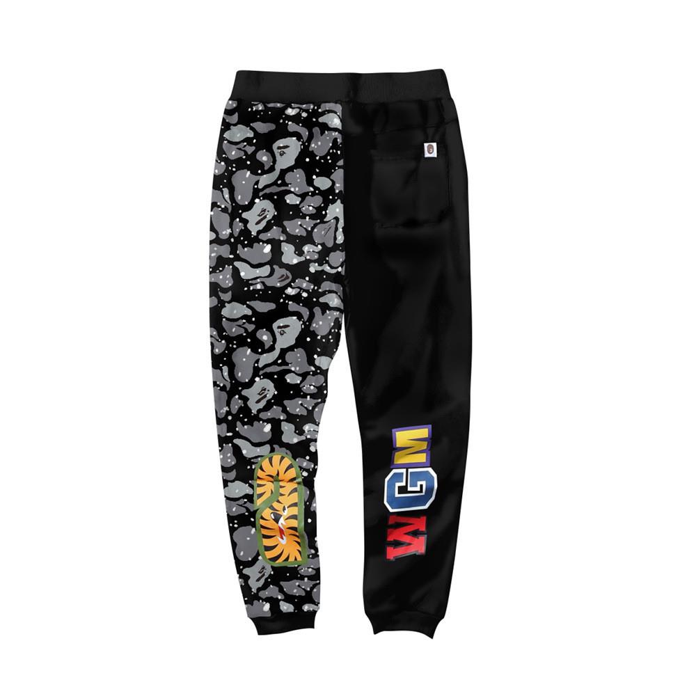 BAPE Black Starry Camo Split Shark Face Graphic Jogger Pants Unisex Streetwear Sweatpants