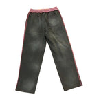 Valley Dream Letter‑Print Side‑Stripe Wide‑Leg Sweatpants, Vintage Washed‑Black Burgundy Unisex Streetwear Trousers