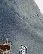 Washed denim short sleeves