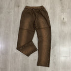 Valley Dreams Rhinestone Letter Flare Sweatpants, Vintage Brown Washed Streetwear Unisex Trousers