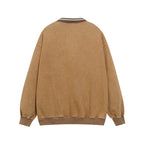 Retro distressed polo sweatshirt