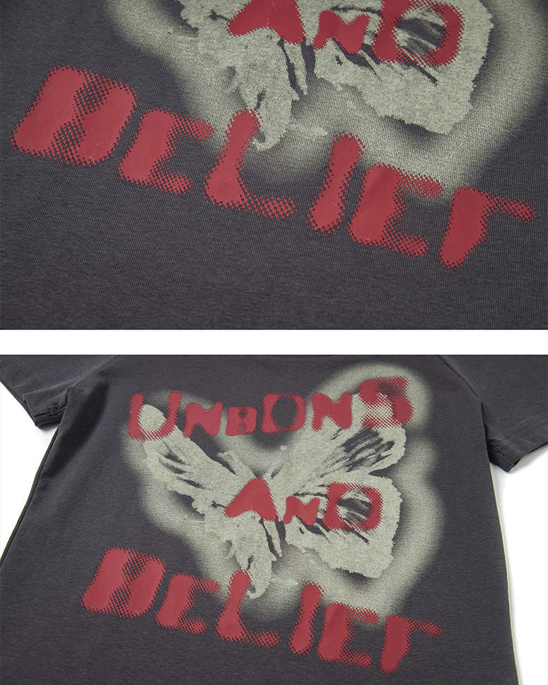 Distressed Slim-Fit Short-Sleeve Top