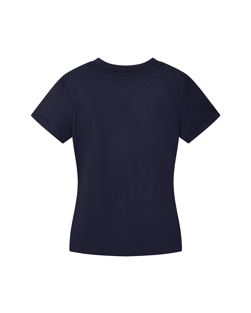Contrast color stitching short sleeves